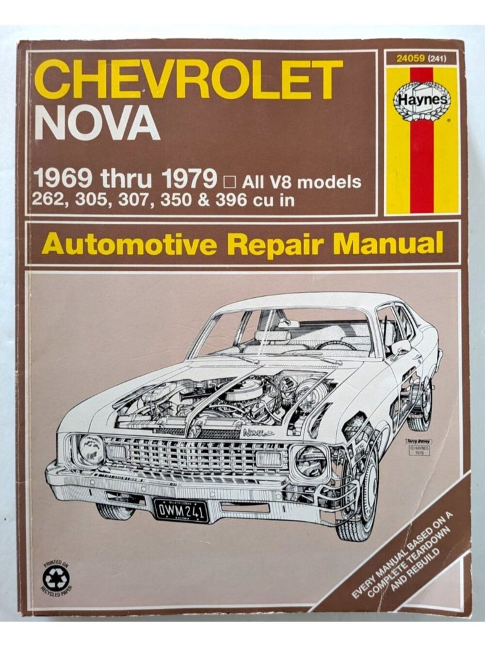 Chevrolet Nova Repair Manual Book Haynes 1969-1979 All V8 Models Paperback USA